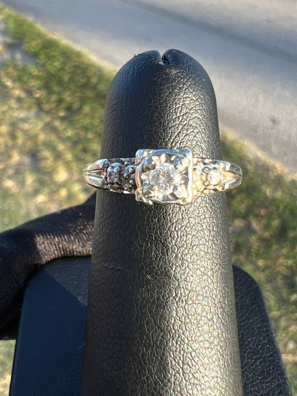 Vintage White Gold Diamond Solitaire Ring (1930's-50's)